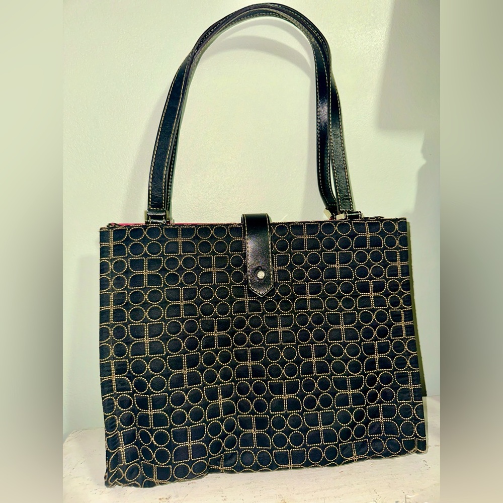 Kate Spade  shoulder bag, black & cream quilted bag with suede pink interior.